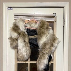 Faux Fur shawl with Black Lining